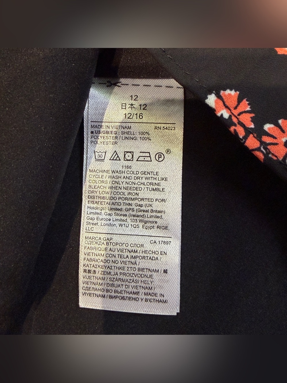 GAP Women’s Sleeveless V-neck Floral Print Black Base Maxi Dress Size 12 - Picture 6 of 10